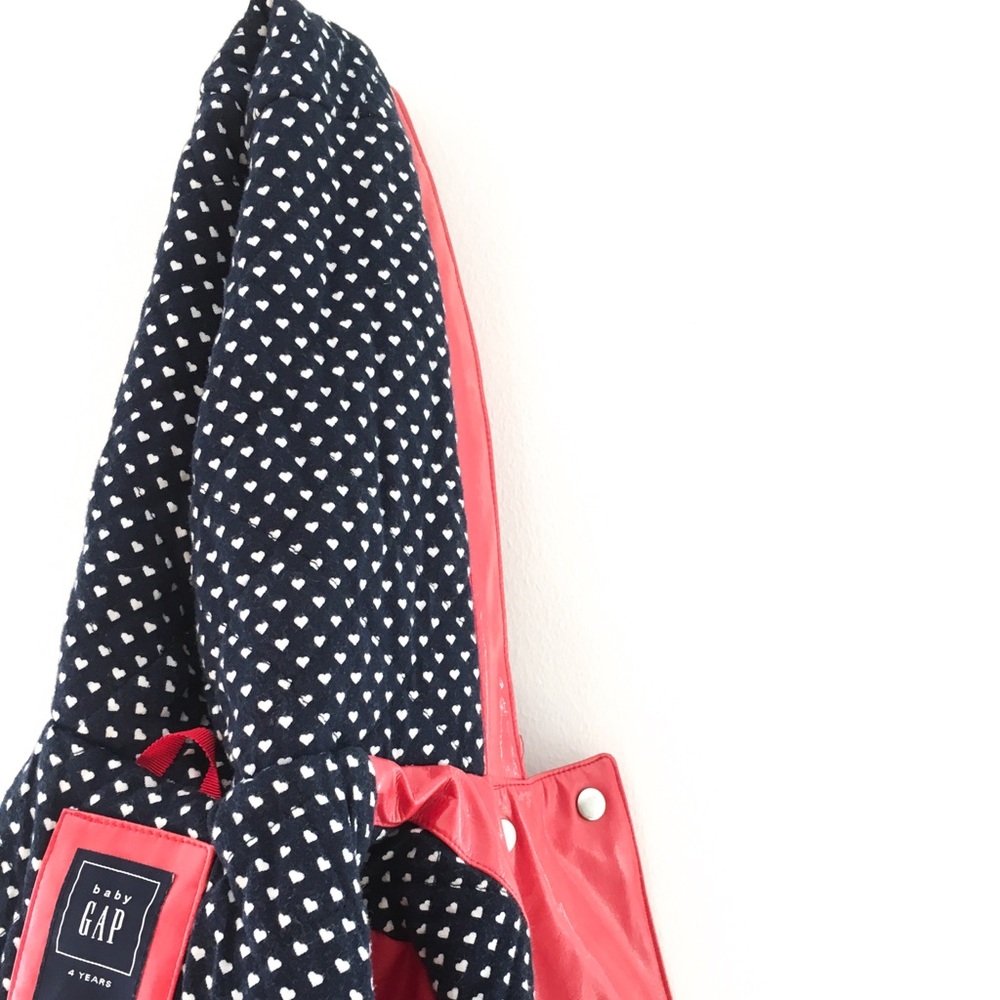 Gap Girls Raincoat | Navy and white hearts